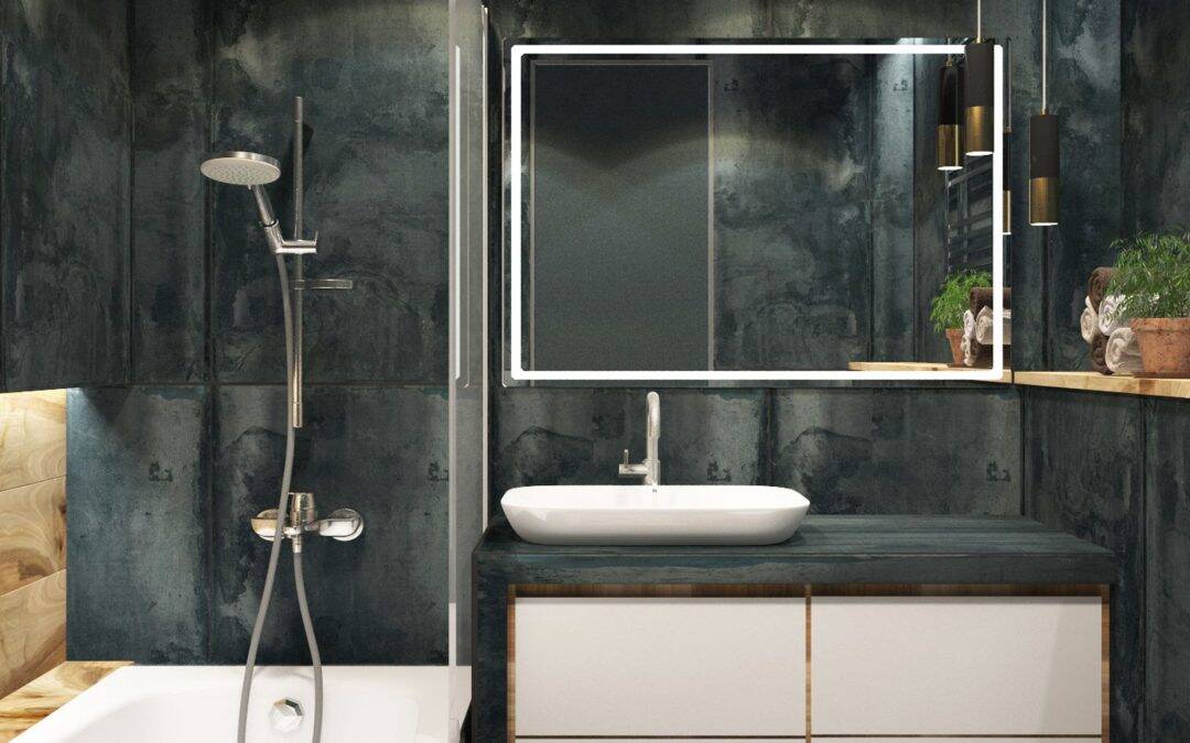 Contemporary bathroom with walk-in shower, sleek sink, and stylish decor.